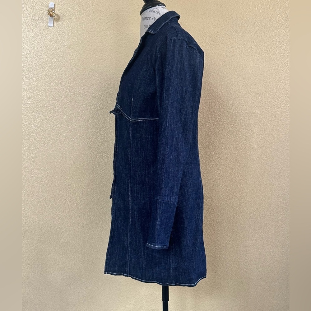 Pilcro (Anthropologie) Tie-Front Dark Blue Denim Tunic Blouse Medium Like New! - Picture 7 of 9